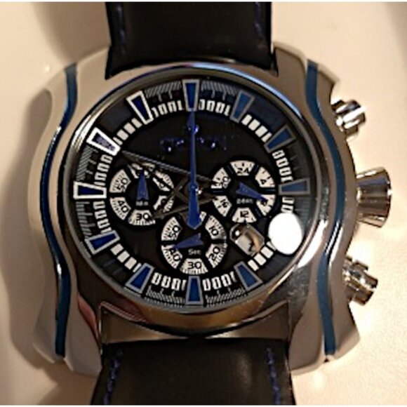 Croton CC311219SSBL Chronomaster Watch Blue & Black Dial